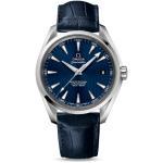 Montre Omega Seamaster Aqua Terra 150m Master Co-Axial cadran bleu bracelet cuir bleu 41,5 mm Homme