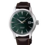 Montre Seiko Presage automatique cadran vert bracelet cuir marron 40,5 mm Homme