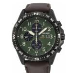 Montre Seiko Prospex chronographe quartz solaire cadran vert bracelet cuir marron 44 mm Homme
