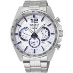Montre Seiko Sport chronographe quartz cadran blanc bracelet acier 43,9 mm Homme