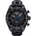 Montre Tissot T-Sport PRS 516 automatique chronographe cadran carbone noir bracelet cuir noir 45 mm Homme
