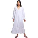 Chemises de nuit longues blanches en coton Taille L look fashion pour femme 