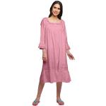 Chemises de nuit longues roses en coton lavable en machine Taille XL look fashion pour femme 