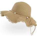 Chapeaux de paille kaki en paille à perles 59 cm Tailles uniques look fashion pour femme 