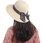 Chapeaux de paille beiges en paille à motif papillons 58 cm Tailles uniques look fashion pour femme 