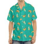 Chemises hawaiennes vertes à motif banane à manches courtes Taille L plus size look casual pour homme 