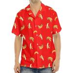 Chemises hawaiennes rouges à motif banane à manches courtes Taille M plus size look casual pour homme 