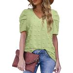 Chemises en jean vertes en polyester à manches courtes Taille XL look casual pour femme 