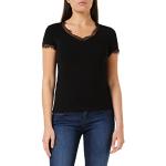 T-shirts col V Morgan noirs en dentelle à manches courtes à col en V Taille XL look fashion pour femme en promo 