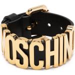 Bracelets de créateur Moschino noirs en cuir finition polie en cuir personnalisés look fashion pour femme 