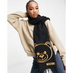 Écharpes de créateur Moschino noires à franges à motif ours pour femme 