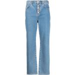 Jeans droits de créateur Moschino bleu ciel W24 L29 pour femme 