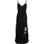 Robes longues fleuries de soirée de créateur Moschino noires à fleurs en dentelle longues à col en V Taille XL pour femme 