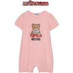 Barboteuses Moschino roses en coton mélangé à motif ours de créateur Taille naissance pour bébé en promo de la boutique en ligne Farfetch.com 