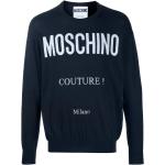 Pulls de créateur Moschino bleus en coton mélangé à manches longues à col rond Taille 3 XL look casual 