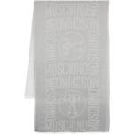 Écharpes jacquard de créateur Moschino argentées à logo en modal à franges Tailles uniques pour femme 
