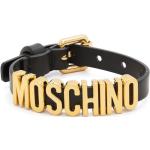 Bracelets de créateur Moschino noirs en cuir en cuir pour femme 