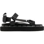 Sandales plates de créateur Moschino noires en cuir synthétique à bouts ouverts Pointure 41 pour homme 