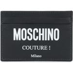 Porte-cartes en cuir de créateur Moschino noirs en cuir de veau pour femme 