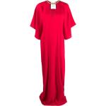 Robes de soirée longues de créateur Moschino rouge coquelicot en viscose à manches trois-quart à col en V Taille XS pour femme 
