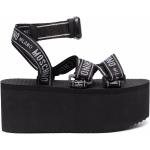 Sandales de créateur Moschino noires en cuir à bouts ouverts Pointure 41 pour femme 