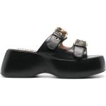 Sandales de créateur Moschino noires en cuir à bouts carrés Pointure 41 pour femme 