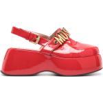 Sandales de créateur Moschino rouges en caoutchouc en cuir à bouts carrés Pointure 41 pour femme 
