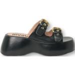 Sandales compensées de créateur Moschino noires à talons compensés Pointure 38 look fashion pour femme 