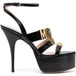 Sandales à talons de créateur Moschino noires en cuir Pointure 38 look fashion pour femme 