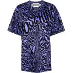 T-shirts à imprimés de créateur Moschino bleus à effet zèbre en jersey à manches courtes à col rond pour femme en promo 