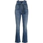 Jeans taille haute Mother bleus en coton mélangé délavés à motif animaux W25 classiques pour femme en promo 