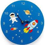 Mousehouse Gifts - Horloge murale enfants - bois - thème espace/astronaute/fusée