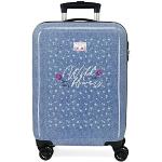 Valises cabine bleues à motif fleurs look fashion 34L 