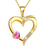 Pendentifs coeur rose fushia en or 24 carats look fashion pour femme 