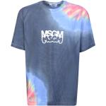 T-shirts col rond MSGM bleus à motif tie-dye en coton à manches courtes à col rond Taille L 