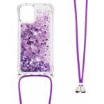 Coques & housses iPhone violet foncé à rayures à paillettes type souple 