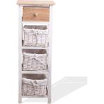 Commode 4 Tiroirs Bois Osier Blanc Beige - MOBILI REBECCA - Meuble d'appoint - Style Campagne
