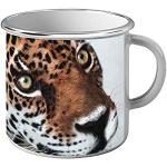 Tasses à café blanches à effet léopard en métal à motif animaux incassables 