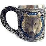 Tasses à café gris acier en résine à motif loups 