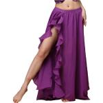 Jupes fendues violettes en mousseline à volants look fashion pour femme en promo 
