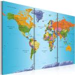 Posters BD XXL marron en bois imprimé carte du monde 