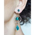 Boucles d'oreilles pendantes bleu canard en cristal à strass à motif canards pour femme 