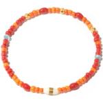 Bracelets de perles orange en or à perles 14 carats avec rubis pour femme 