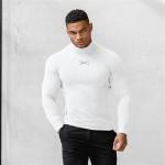 T-shirts col roulé d'automne blancs à manches longues à col roulé Taille XXL look fashion pour homme 