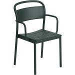 Muuto Chaise de jardin avec accoudoirs Linear Steel vert foncé lxHxP 54x85,1x49,6cm