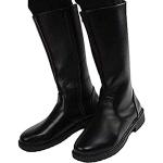 Chaussures de randonnée noires en cuir à fermetures éclair Pointure 44 avec un talon entre 3 et 5cm look militaire pour femme 