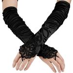 Gants noirs en dentelle Halloween Taille M look fashion pour femme 