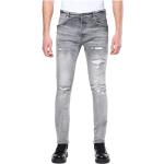 Jeans skinny gris clair troués Taille XS look fashion pour homme 