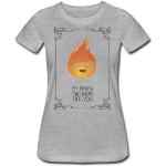 My Heart Only Burns for You Calcifer T-shirt pour femme, gris, S