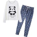 Hauts de pyjama bleus en jersey à motif pandas Taille S look fashion pour femme 